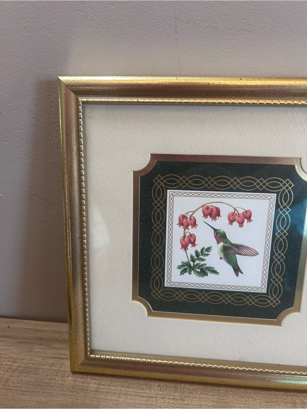 Gold Framed Hummingbird Botanical Wall Art - Gold - Picture 4 of 5
